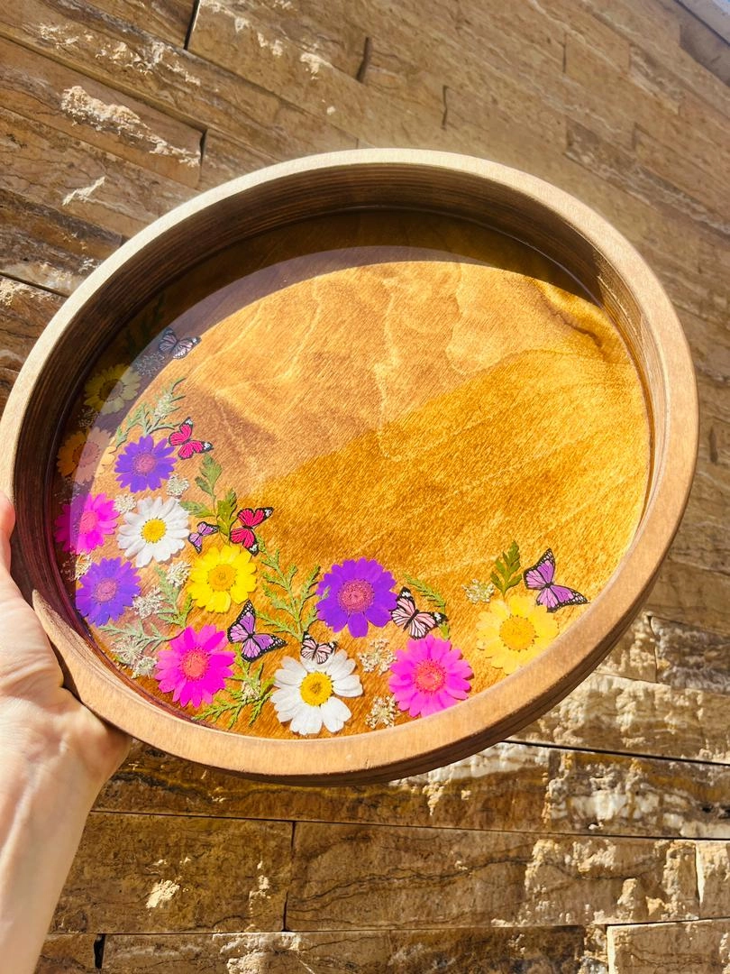 سینی چوبی با کف رزین