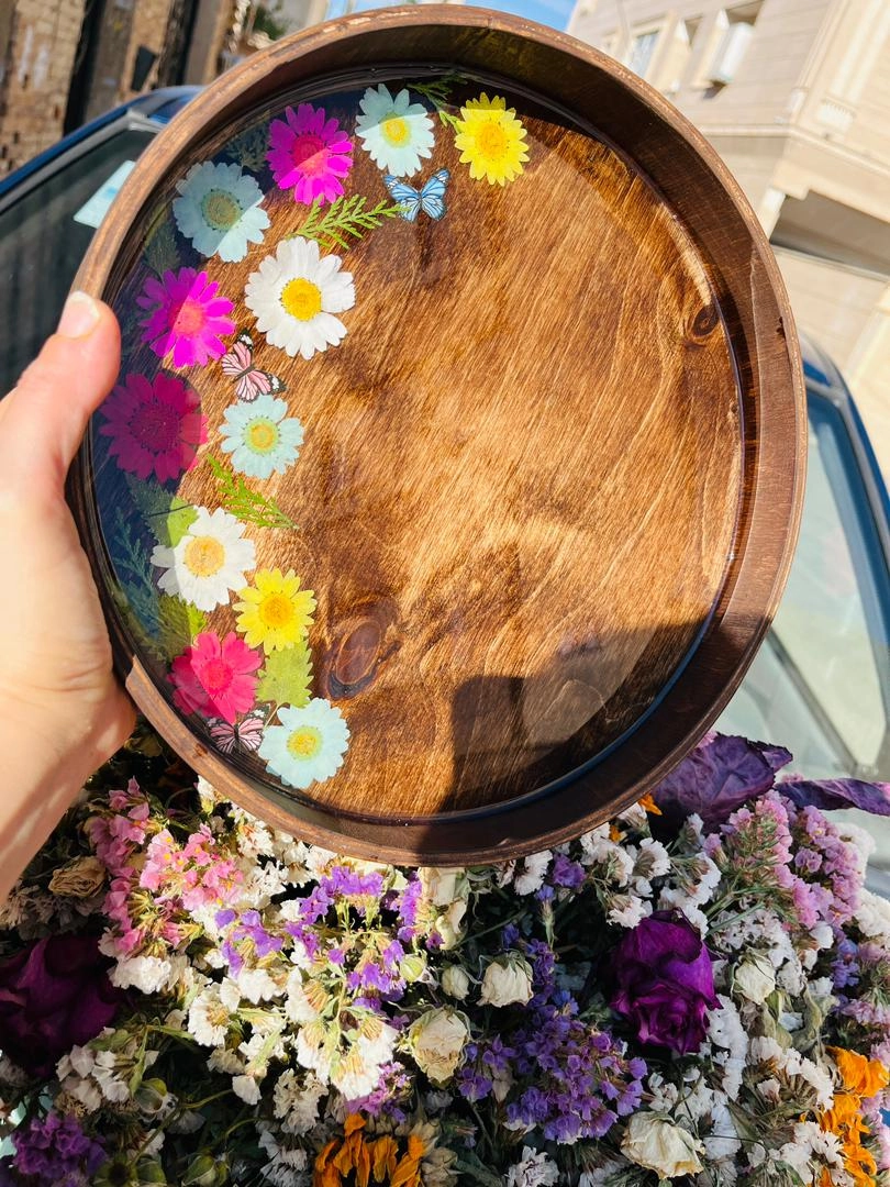 سینی چوبی با کف رزین